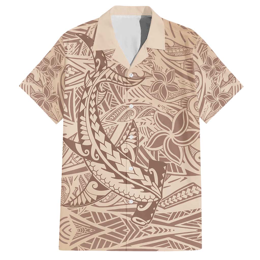 Pastel Brown Polynesia Hawaiian Shirt Hawaiian Tribal Hammerhead Shark Tattoo LT14 Pastel Brown - Polynesian Pride