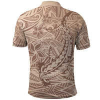 Pastel Brown Polynesia Polo Shirt Hawaiian Tribal Hammerhead Shark Tattoo LT14 - Polynesian Pride