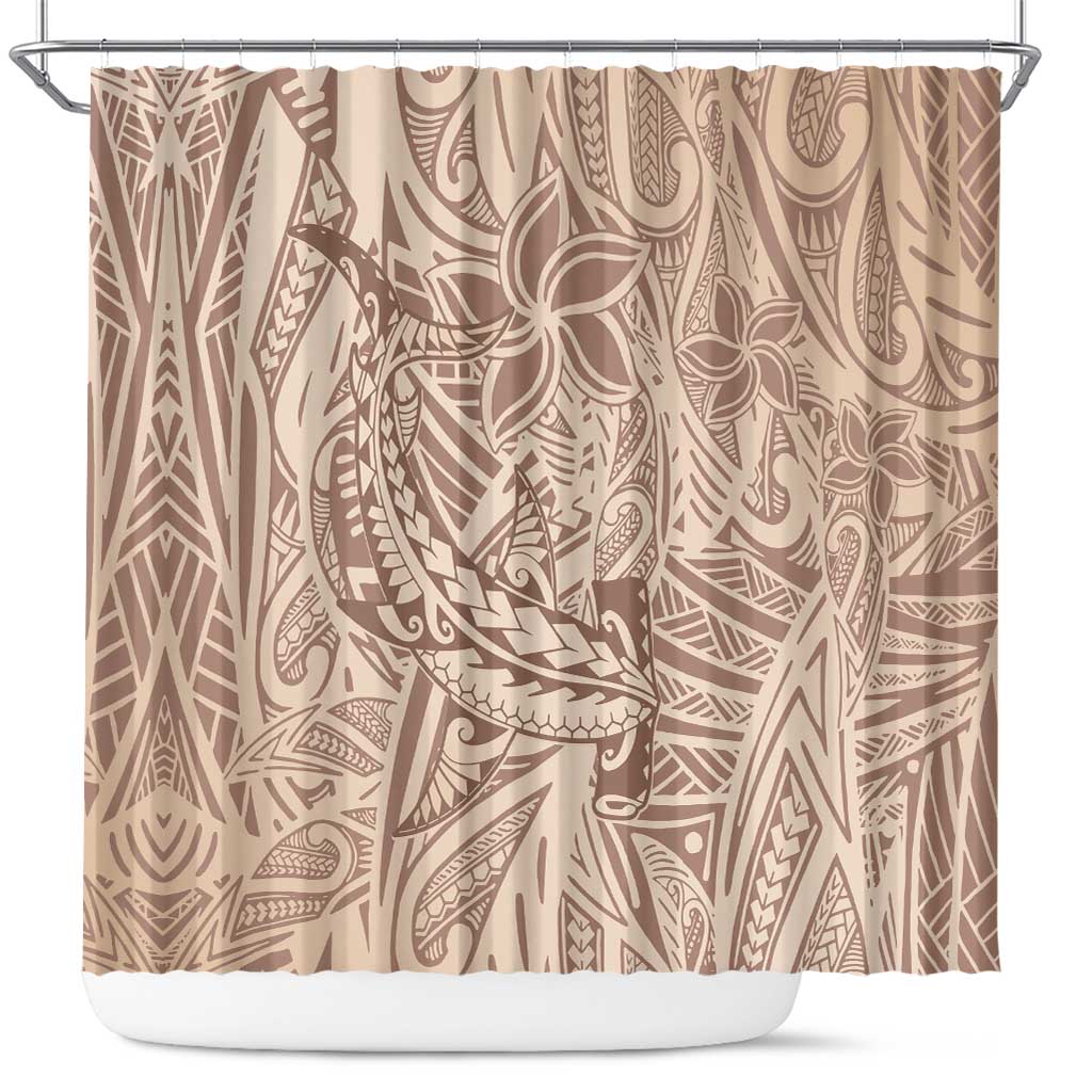 Pink Gradient Polynesia Shower Curtain Hawaiian Tribal Hammerhead Shark Tattoo