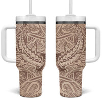 Pastel Brown Polynesia Tumbler With Handle Hawaiian Tribal Hammerhead Shark Tattoo LT14 One Size: 40 oz Pastel Brown - Polynesian Pride