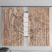 Pastel Brown Polynesia Window Curtain Hawaiian Tribal Hammerhead Shark Tattoo LT14 With Hooks Pastel Brown - Polynesian Pride