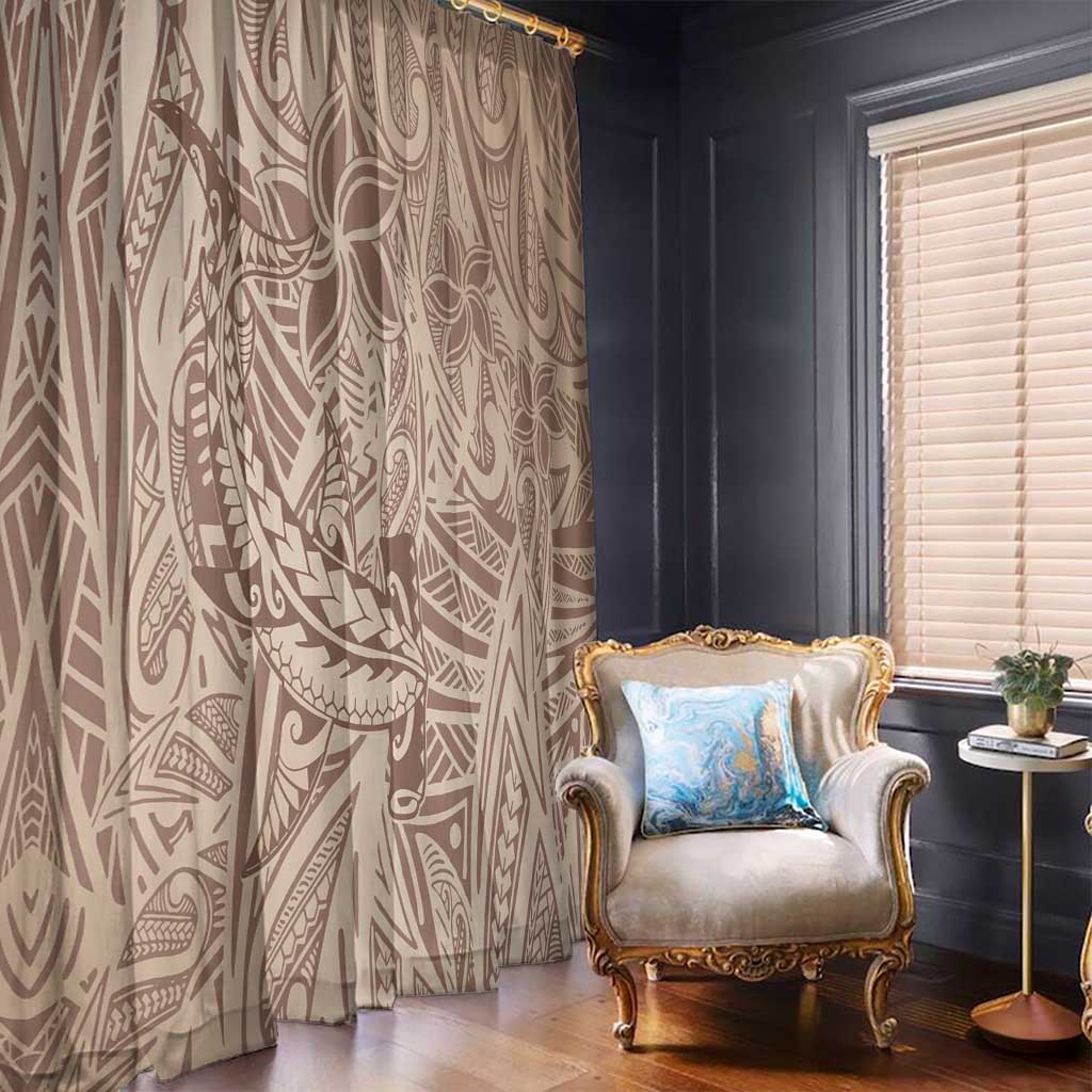 Pastel Brown Polynesia Window Curtain Hawaiian Tribal Hammerhead Shark Tattoo LT14 - Polynesian Pride