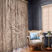 Pastel Brown Polynesia Window Curtain Hawaiian Tribal Hammerhead Shark Tattoo LT14 - Polynesian Pride