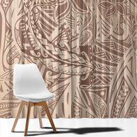 Pastel Brown Polynesia Window Curtain Hawaiian Tribal Hammerhead Shark Tattoo LT14 - Polynesian Pride