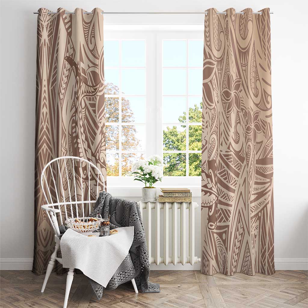 Pastel Brown Polynesia Window Curtain Hawaiian Tribal Hammerhead Shark Tattoo LT14 - Polynesian Pride