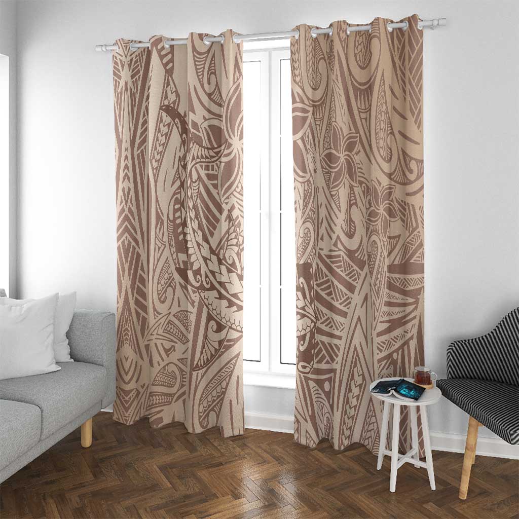 Pastel Brown Polynesia Window Curtain Hawaiian Tribal Hammerhead Shark Tattoo LT14 With Grommets Pastel Brown - Polynesian Pride