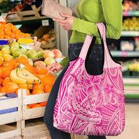 Beige Gradient Polynesia Grocery Bag Hawaiian Tribal Hammerhead Shark Tattoo LT14 - Polynesian Pride