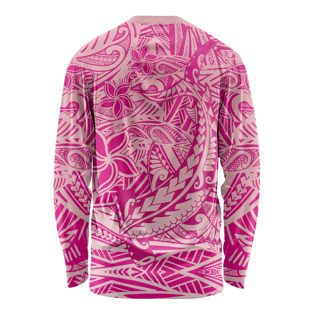 Beige Gradient Polynesia Long Sleeve Shirt Hawaiian Tribal Hammerhead Shark Tattoo LT14 - Polynesian Pride