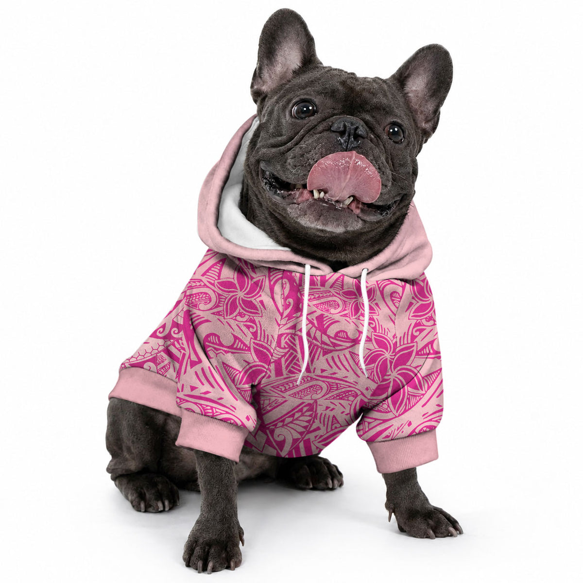 Beige Gradient Polynesia Pet Hoodie Hawaiian Tribal Hammerhead Shark Tattoo
