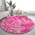 Beige Gradient Polynesia Round Carpet Hawaiian Tribal Hammerhead Shark Tattoo