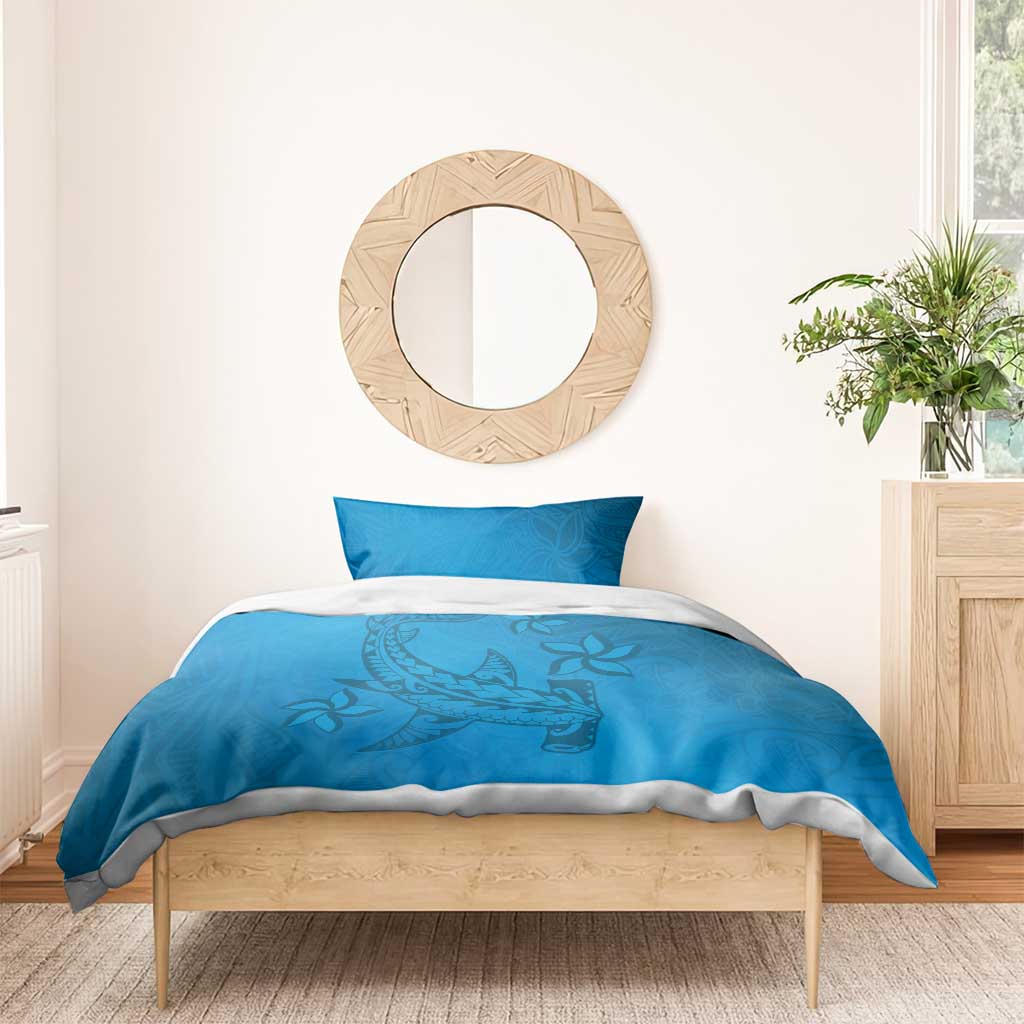 Blue Gradient Polynesia Bedding Set Hawaiian Tribal Hammerhead Shark Tattoo LT14 - Polynesian Pride