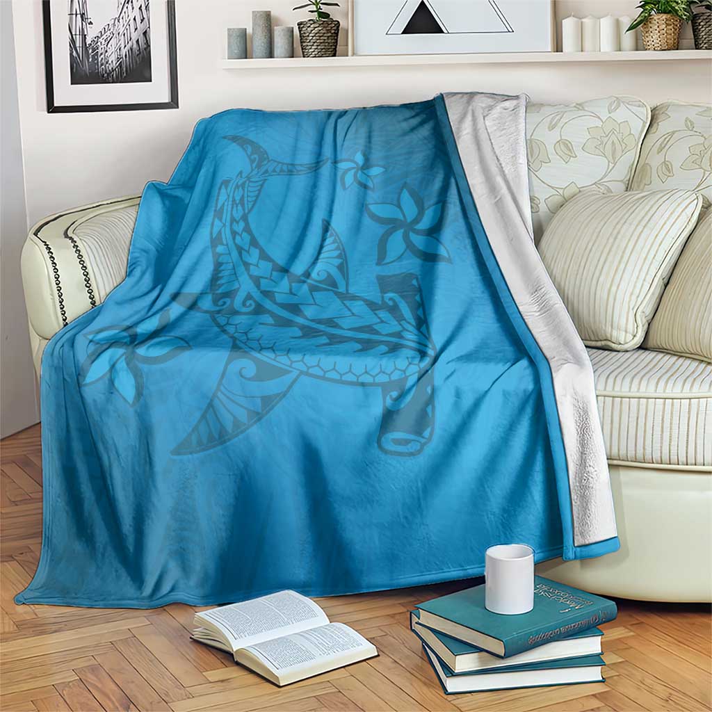 Blue Gradient Polynesia Blanket Hawaiian Tribal Hammerhead Shark Tattoo LT14 Blue - Polynesian Pride