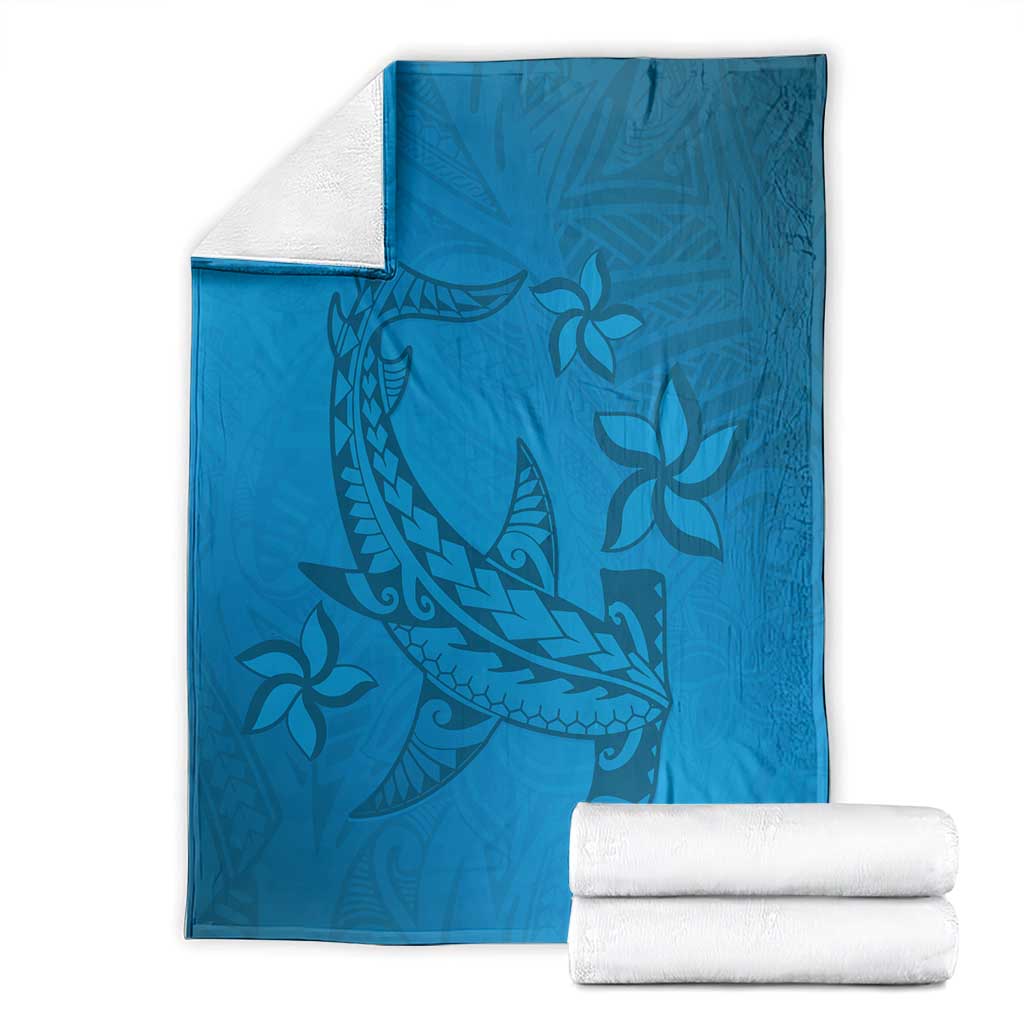 Blue Gradient Polynesia Blanket Hawaiian Tribal Hammerhead Shark Tattoo LT14 - Polynesian Pride