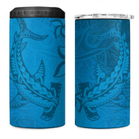 Blue Gradient Polynesia 4 in 1 Can Cooler Tumbler Hawaiian Tribal Hammerhead Shark Tattoo LT14 One Size: 16 oz Blue - Polynesian Pride