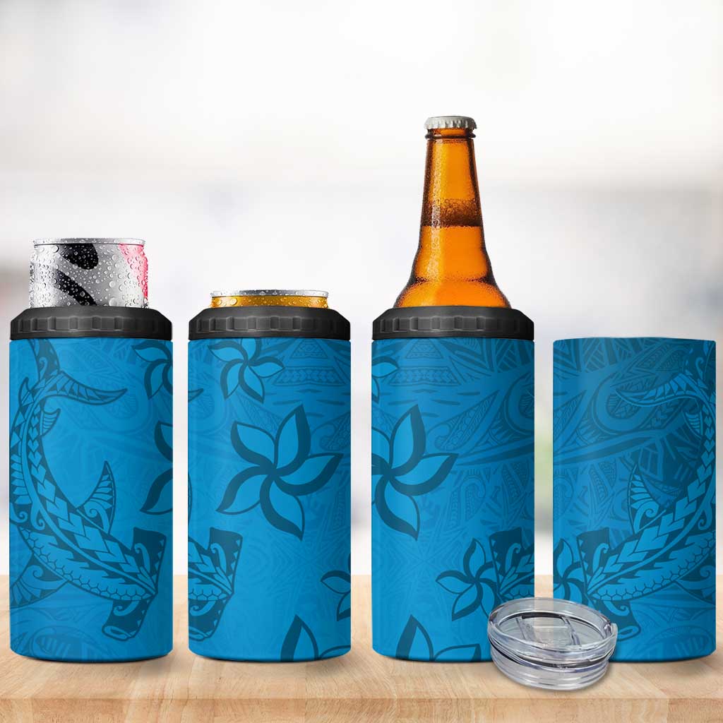 Blue Gradient Polynesia 4 in 1 Can Cooler Tumbler Hawaiian Tribal Hammerhead Shark Tattoo LT14 - Polynesian Pride