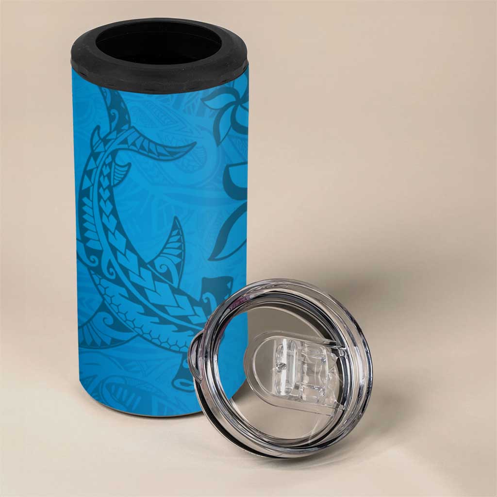 Blue Gradient Polynesia 4 in 1 Can Cooler Tumbler Hawaiian Tribal Hammerhead Shark Tattoo LT14 - Polynesian Pride