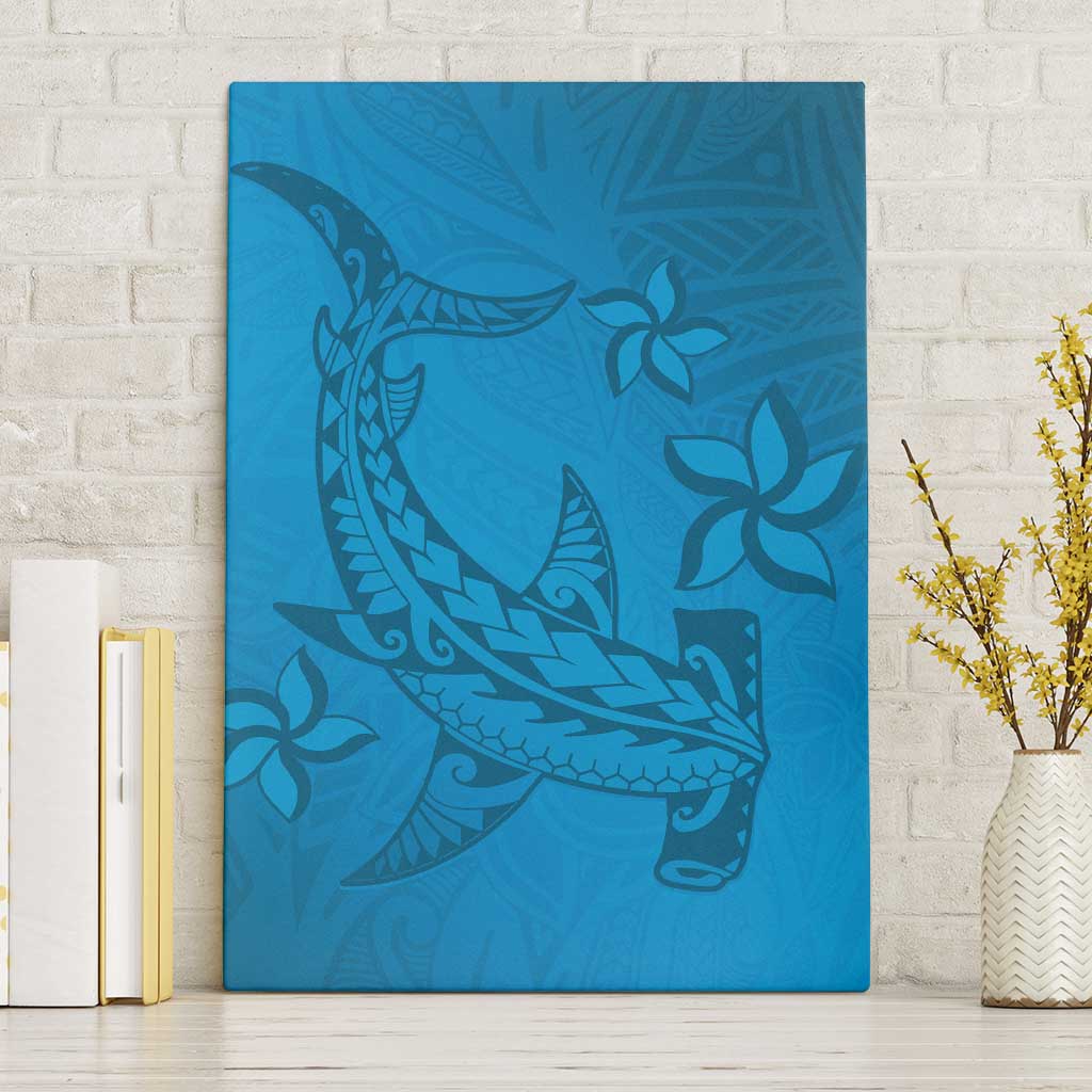 Blue Gradient Polynesia Canvas Wall Art Hawaiian Tribal Hammerhead Shark Tattoo LT14 Without Frame Blue - Polynesian Pride