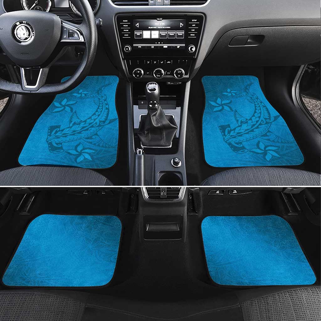Blue Gradient Polynesia Car Mats Hawaiian Tribal Hammerhead Shark Tattoo LT14 Set 4pcs Blue - Polynesian Pride