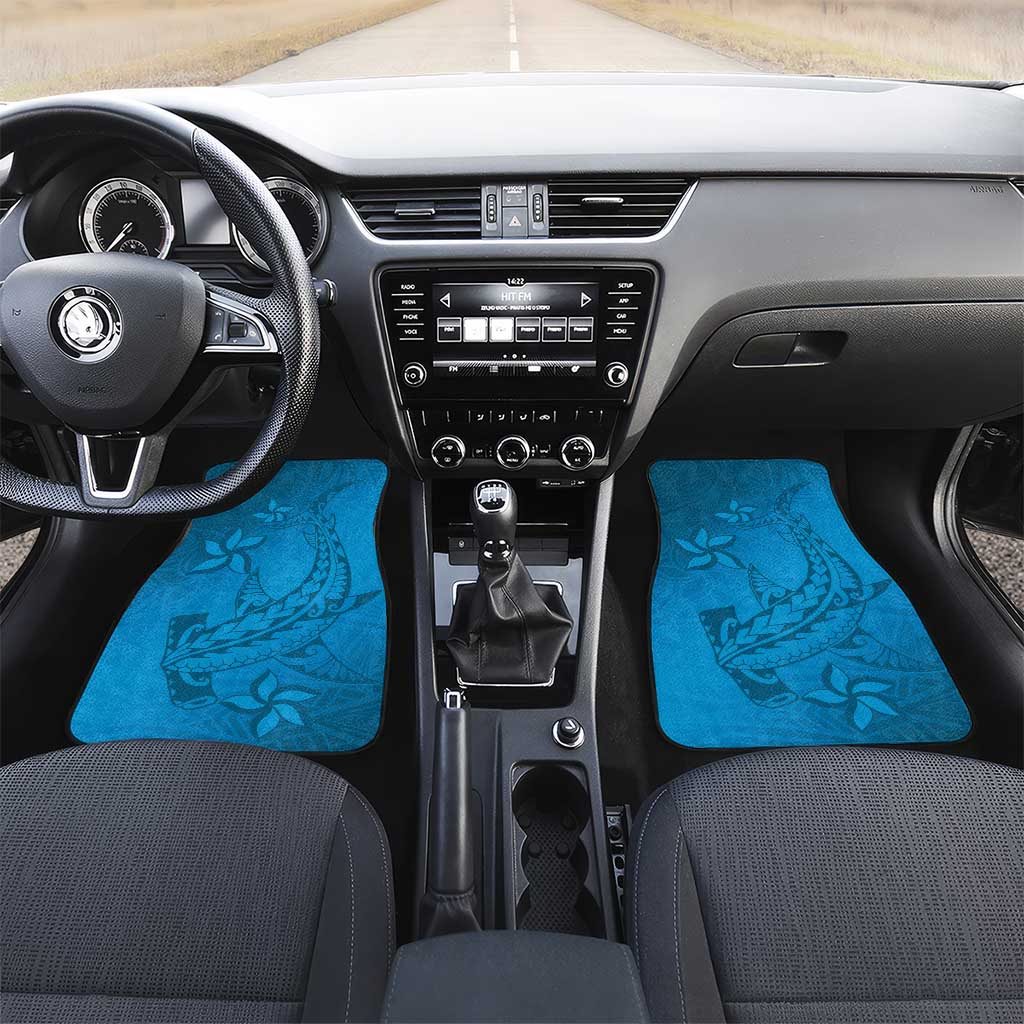 Blue Gradient Polynesia Car Mats Hawaiian Tribal Hammerhead Shark Tattoo LT14 Set 2pcs - Front Blue - Polynesian Pride