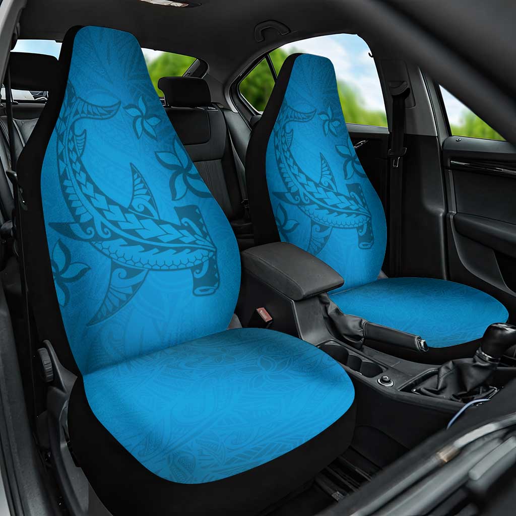 Blue Gradient Polynesia Car Seat Cover Hawaiian Tribal Hammerhead Shark Tattoo LT14 One Size Blue - Polynesian Pride