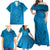 Blue Gradient Polynesia Family Matching Off Shoulder Maxi Dress and Hawaiian Shirt Hawaiian Tribal Hammerhead Shark Tattoo