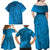 Blue Gradient Polynesia Family Matching Off Shoulder Maxi Dress and Hawaiian Shirt Hawaiian Tribal Hammerhead Shark Tattoo