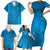 Blue Gradient Polynesia Family Matching Short Sleeve Bodycon Dress and Hawaiian Shirt Hawaiian Tribal Hammerhead Shark Tattoo