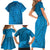 Blue Gradient Polynesia Family Matching Short Sleeve Bodycon Dress and Hawaiian Shirt Hawaiian Tribal Hammerhead Shark Tattoo