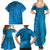 Blue Gradient Polynesia Family Matching Summer Maxi Dress and Hawaiian Shirt Hawaiian Tribal Hammerhead Shark Tattoo