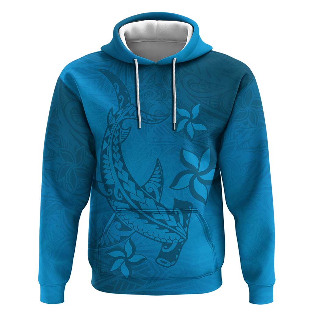 Blue Gradient Polynesia Hoodie Hawaiian Tribal Hammerhead Shark Tattoo LT14 Pullover Hoodie Blue - Polynesian Pride
