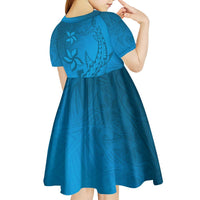 Blue Gradient Polynesia Kid Short Sleeve Dress Hawaiian Tribal Hammerhead Shark Tattoo LT14 - Polynesian Pride