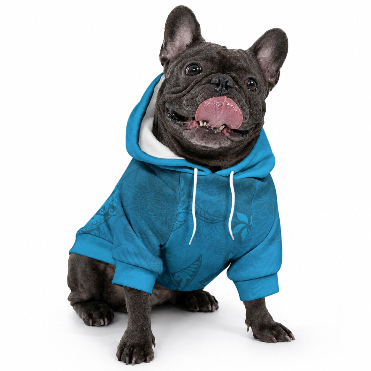 Blue Gradient Polynesia Pet Hoodie Hawaiian Tribal Hammerhead Shark Tattoo