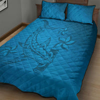 Blue Gradient Polynesia Quilt Bed Set Hawaiian Tribal Hammerhead Shark Tattoo LT14 - Polynesian Pride