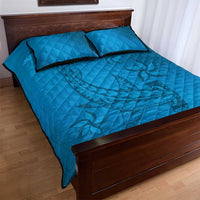 Blue Gradient Polynesia Quilt Bed Set Hawaiian Tribal Hammerhead Shark Tattoo LT14 - Polynesian Pride