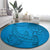 Blue Gradient Polynesia Round Carpet Hawaiian Tribal Hammerhead Shark Tattoo