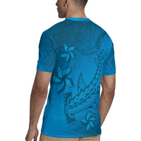 Blue Gradient Polynesia Rugby Jersey Hawaiian Tribal Hammerhead Shark Tattoo LT14 - Polynesian Pride