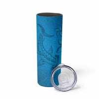 Blue Gradient Polynesia Skinny Tumbler Hawaiian Tribal Hammerhead Shark Tattoo LT14 - Polynesian Pride