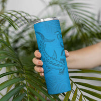 Blue Gradient Polynesia Skinny Tumbler Hawaiian Tribal Hammerhead Shark Tattoo LT14 - Polynesian Pride