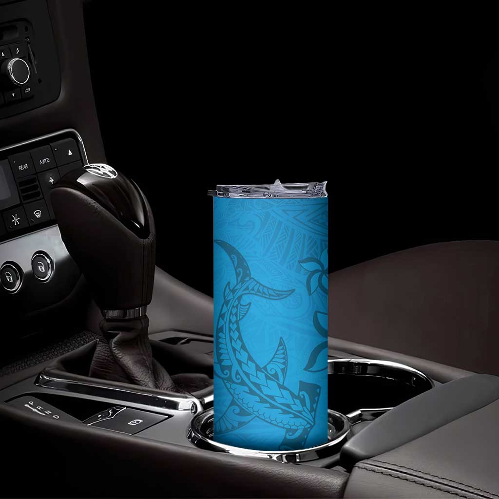 Blue Gradient Polynesia Skinny Tumbler Hawaiian Tribal Hammerhead Shark Tattoo LT14 - Polynesian Pride