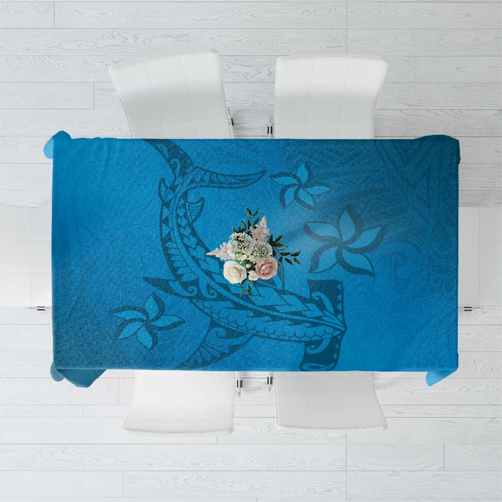 Blue Gradient Polynesia Tablecloth Hawaiian Tribal Hammerhead Shark Tattoo LT14 Blue - Polynesian Pride