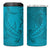 Dark Cyan Gradient Polynesia 4 in 1 Can Cooler Tumbler Hawaiian Tribal Hammerhead Shark Tattoo