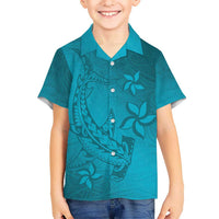 Dark Cyan Gradient Polynesia Hawaiian Shirt Hawaiian Tribal Hammerhead Shark Tattoo LT14 - Polynesian Pride
