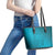 Dark Cyan Gradient Polynesia Leather Tote Bag Hawaiian Tribal Hammerhead Shark Tattoo