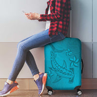 Dark Cyan Gradient Polynesia Luggage Cover Hawaiian Tribal Hammerhead Shark Tattoo LT14 - Polynesian Pride