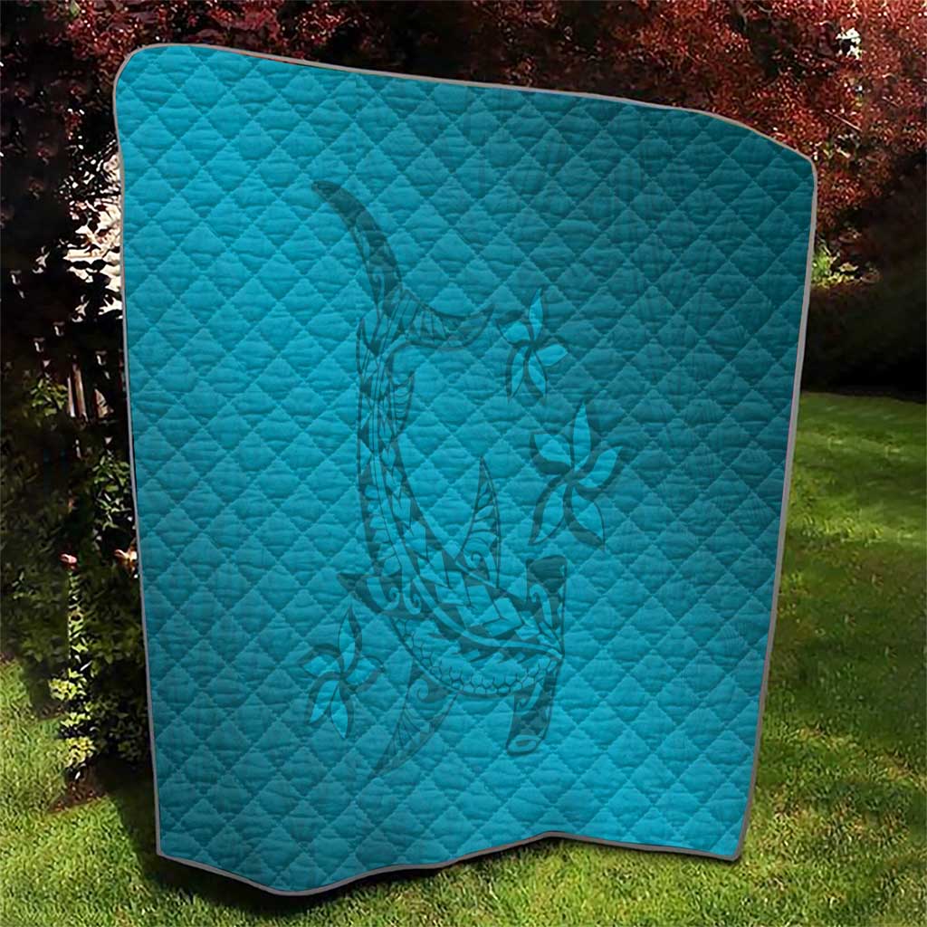 Dark Cyan Gradient Polynesia Quilt Hawaiian Tribal Hammerhead Shark Tattoo LT14 - Polynesian Pride