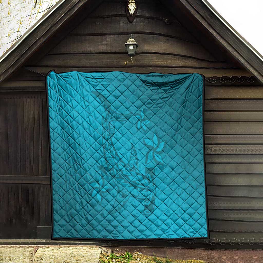 Dark Cyan Gradient Polynesia Quilt Hawaiian Tribal Hammerhead Shark Tattoo LT14 - Polynesian Pride
