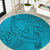 Dark Cyan Gradient Polynesia Round Carpet Hawaiian Tribal Hammerhead Shark Tattoo