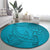 Dark Cyan Gradient Polynesia Round Carpet Hawaiian Tribal Hammerhead Shark Tattoo