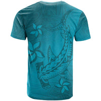 Dark Cyan Gradient Polynesia T Shirt Hawaiian Tribal Hammerhead Shark Tattoo LT14 - Polynesian Pride