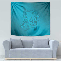 Dark Cyan Gradient Polynesia Tapestry Hawaiian Tribal Hammerhead Shark Tattoo LT14 - Polynesian Pride